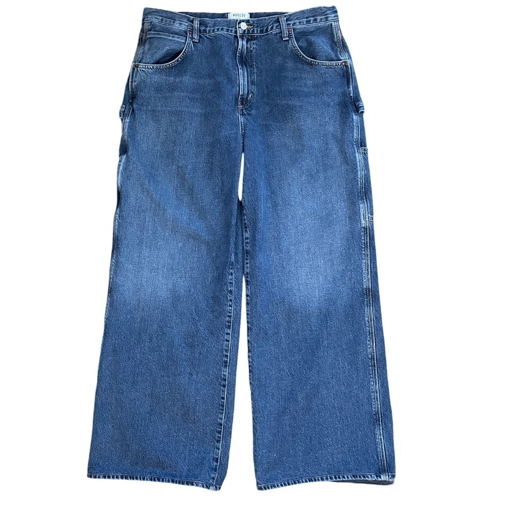AGOLDE Magda Wide Leg Carpenter-Style Blue Denim Jeans Size 32 - Picture 3 of 10